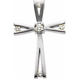 14K White .07 CTW Natural Diamond Cross Pendant - BN & CO JEWELRY