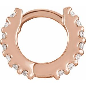 14K Rose 10.3 mm 1/8 CTW Natural Diamond Huggie Hoop Earring - BN & CO JEWELRY