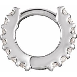 14K White 10.3 mm 1/8 CTW Natural Diamond Huggie Hoop Earring - BN & CO JEWELRY