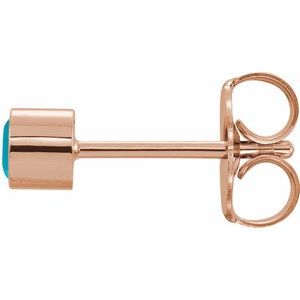 14K Rose Natural Turquoise Bezel-Set Earring - BN & CO JEWELRY