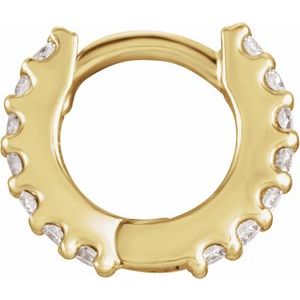 14K Yellow 12.6 mm 1/6 CTW Natural Diamond Huggie Hoop Earring - BN & CO JEWELRY