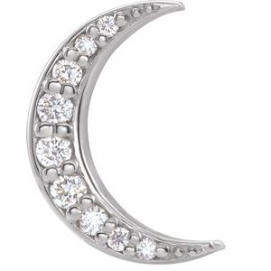 14K White .04 CTW Natural Diamond Crescent Moon Single Earring - BN & CO JEWELRY