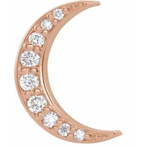 14K Rose .04 CTW Natural Diamond Crescent Moon Single Earring - BN & CO JEWELRY