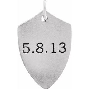 Sterling Silver 22.4x14.1 mm Engravable Shield Pendant - BN & CO JEWELRY