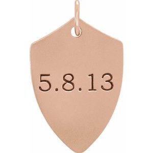 14K Rose 22.4x14.1 mm Engravable Shield Pendant - BN & CO JEWELRY