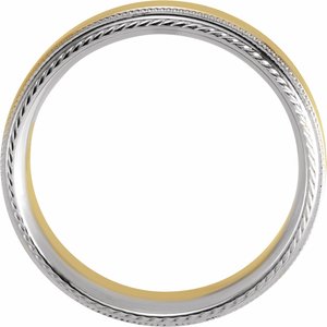 14K White/Yellow/White Rope Edge Band with Milgrain Size 8.5 - BN & CO JEWELRY