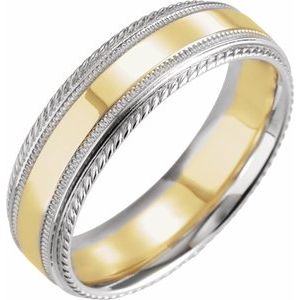 14K White/Yellow/White Rope Edge Band with Milgrain Size 8.5 - BN & CO JEWELRY