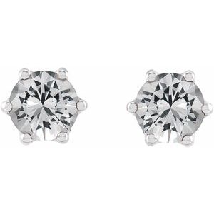 Sterling Silver 4 mm Natural White Sapphire & .03 CTW Natural Diamond Crown Earrings - BN & CO JEWELRY