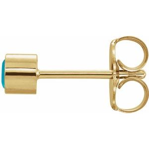 14K Yellow Natural Turquoise Bezel-Set Earring - BN & CO JEWELRY