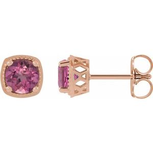 14K Rose 4 mm Natural Pink Tourmaline Earrings - BN & CO JEWELRY