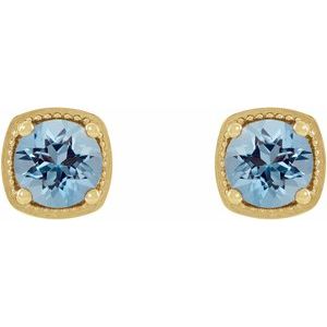 14K Yellow 5 mm Natural Aquamarine Earrings - BN & CO JEWELRY