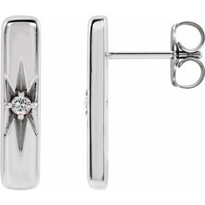 Sterling Silver Natural White Sapphire Starburst Bar Earrings - BN & CO JEWELRY