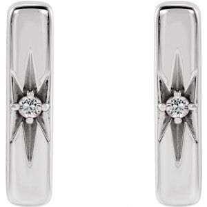 Sterling Silver Natural White Sapphire Starburst Bar Earrings - BN & CO JEWELRY