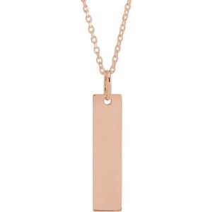 18K Rose Gold-Plated Sterling Silver 20x5 mm Engravable Bar 16-18" Necklace - BN & CO JEWELRY