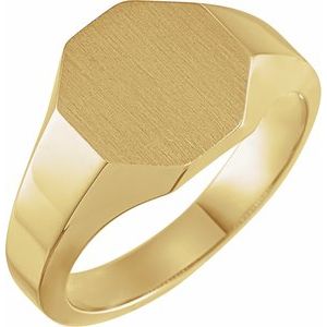 14K Yellow 12.4x12.1 mm Octagon Signet Ring - BN & CO JEWELRY