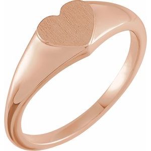 14K Rose 6.4 mm Heart Signet Ring - BN & CO JEWELRY