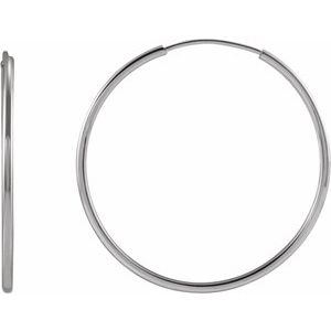 14K White 25 mm Flexible Endless Huggie Earrings - BN & CO JEWELRY