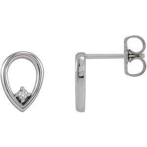 14K White .03 CTW Natural Diamond Geometric Earrings - BN & CO JEWELRY