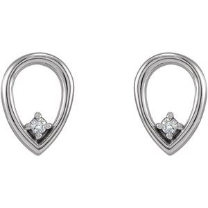 14K White .03 CTW Natural Diamond Geometric Earrings - BN & CO JEWELRY