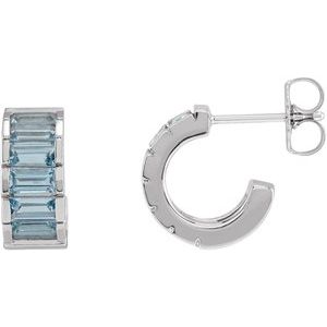 14K White Natural Aquamarine Huggie Earrings - BN & CO JEWELRY