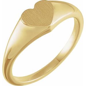 14K Yellow 6.4 mm Heart Signet Ring - BN & CO JEWELRY