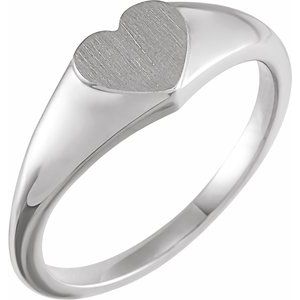 14K White 6.4 mm Heart Signet Ring - BN & CO JEWELRY