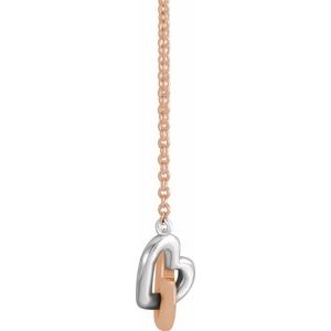 14K Rose/White Interlocking Heart 18" Necklace - BN & CO JEWELRY