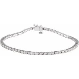 14K White 2 CTW Natural Diamond Line 7 1/4" Bracelet - BN & CO JEWELRY