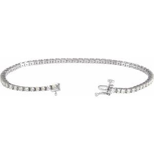 14K White 2 CTW Natural Diamond Line 7 1/4" Bracelet - BN & CO JEWELRY
