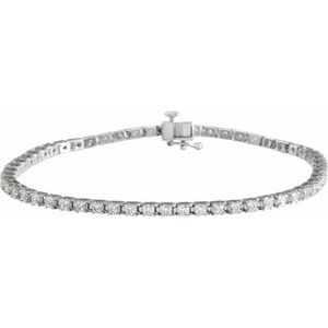 14K White 3 CTW Lab-Grown Diamond Line 7 1/4" Bracelet - BN & CO JEWELRY