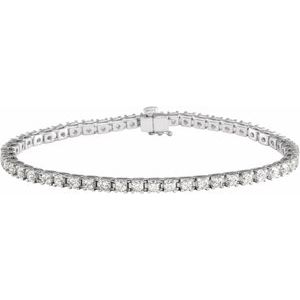 14K White 4 CTW Lab-Grown Diamond Line 7 1/4" Bracelet - BN & CO JEWELRY