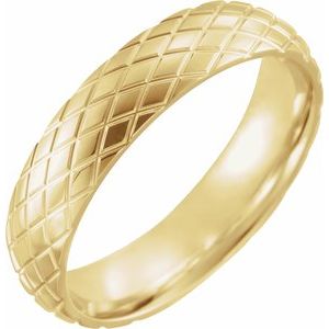 14K Yellow 5 mm Rhombus Patterned Band Size 12.5 - BN & CO JEWELRY