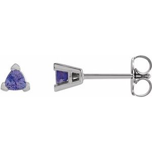 14K White 3 mm Trillion Natural Tanzanite V-Prong Earrings - BN & CO JEWELRY