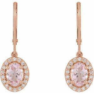 14K Rose Natural Pink Morganite & 1/8 CTW Natural Diamond Earrings - BN & CO JEWELRY
