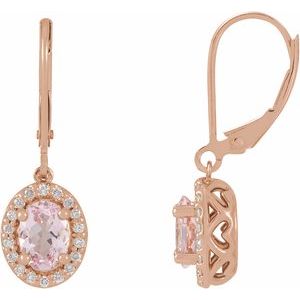 14K Rose Natural Pink Morganite & 1/8 CTW Natural Diamond Earrings - BN & CO JEWELRY
