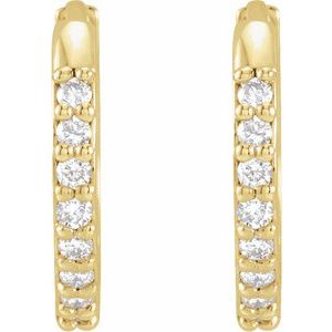 14K Yellow 1/8 CTW Natural Diamond 12.5 mm Huggie Earrings - BN & CO JEWELRY
