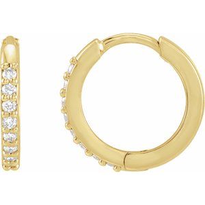 14K Yellow 1/8 CTW Natural Diamond 12.5 mm Huggie Earrings - BN & CO JEWELRY