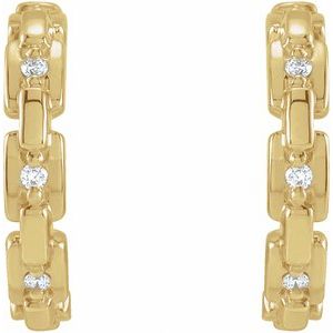 14K Yellow .04 CTW Natural Diamond Chain Link 12.5 mm Huggies - BN & CO JEWELRY