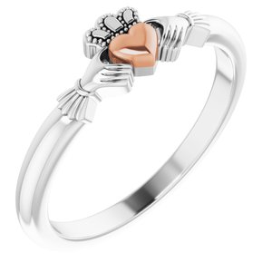 14K White/Rose Claddagh Ring - BN & CO JEWELRY