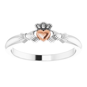 14K White/Rose Claddagh Ring - BN & CO JEWELRY