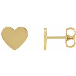 14K Yellow Engravable Heart Earrings - BN & CO JEWELRY