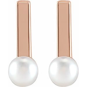 14K Rose Cultured Seed Pearl Bar Earrings - BN & CO JEWELRY
