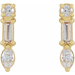 14K Yellow 1/4 CTW Natural Diamond Multi-Shape Bar Earrings - BN & CO JEWELRY