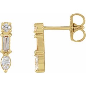 14K Yellow 1/4 CTW Natural Diamond Multi-Shape Bar Earrings - BN & CO JEWELRY