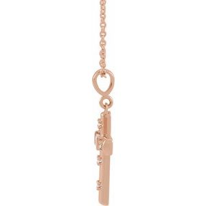 14K Rose 1/8 CTW Natural Diamond Cross 18" Necklace - BN & CO JEWELRY