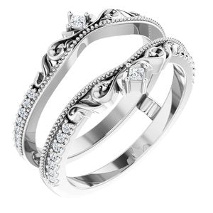 14K White 1/6 CTW Natural Diamond Accented Floral Inspired Ring Guard - BN & CO JEWELRY