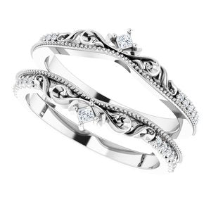 14K White 1/6 CTW Natural Diamond Accented Floral Inspired Ring Guard - BN & CO JEWELRY