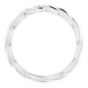 14K White Woven-Design Band Size 6 - BN & CO JEWELRY
