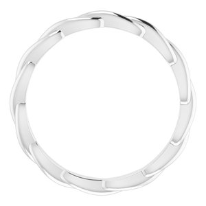 14K White Woven-Design Band Size 7.5 - BN & CO JEWELRY