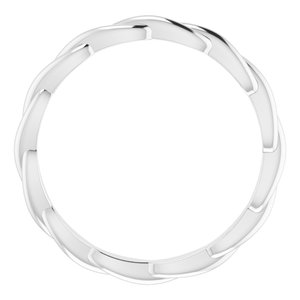 14K White Woven-Design Band Size 8 - BN & CO JEWELRY